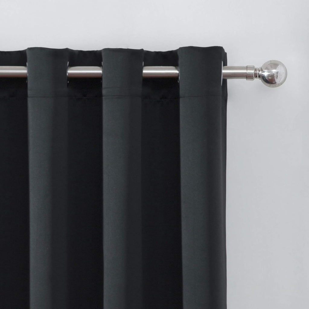 Lemomo Blackout Curtains 66 x 95 inch/Black Curtains Set of 2 Panels/Thermal Insulated Room Darkening Bedroom Curtains 95 inch Black
