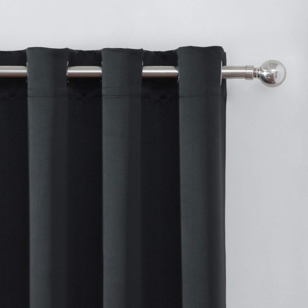 Lemomo Black Thermal Blackout Curtains/52 x 45 Inch/Set of 2 Panels Room Darkening Curtains 45 Inch Black