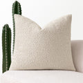 Miulee Textured Boucle Throw Pillow Cover Beige Boho Accent Solid Eruo Sham Pillow Case Decorative Soft Pack of 1 Couch Cushion Chair Sofa…