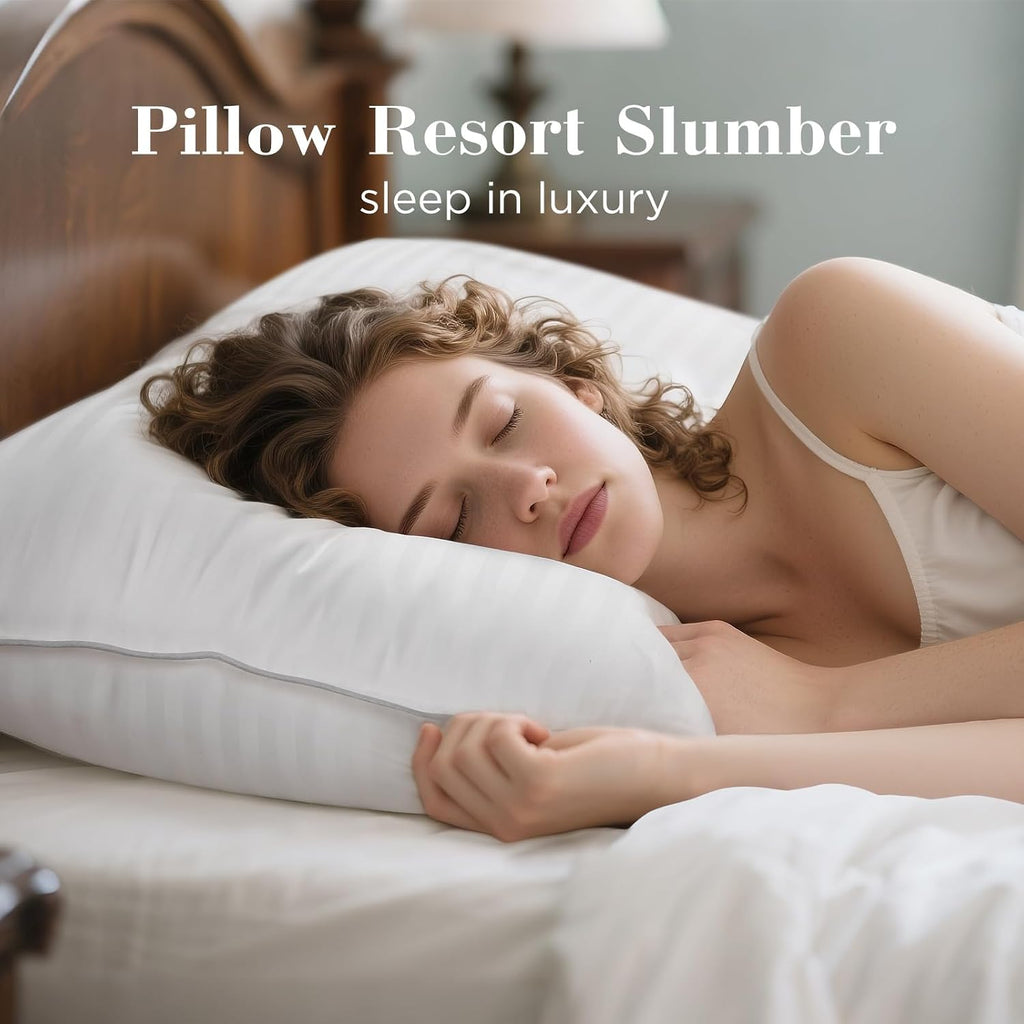 Viewstar Bed Pillows Queen Sizes Set of 2, Hotel Quality Cooling Down Alternative Gusseted Pillows for Side, Back, or Stomach Sleepers, Str…
