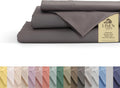 Linen Home 100% Cotton Percale Sheets Queen Size, Charcoal, Deep Pocket, 4 Pieces Set - 1 Flat, 1 Deep Pocket Fitted Sheet and 2…