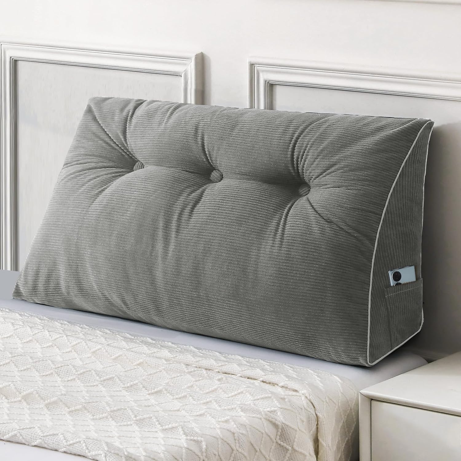 Sasttie Headboard Pillow Twin/Twin XL, Wedge Pillow Headboard for Dorm, Triangular Daybed Backrest Cushion for Sitting or Reading in Bed, w…