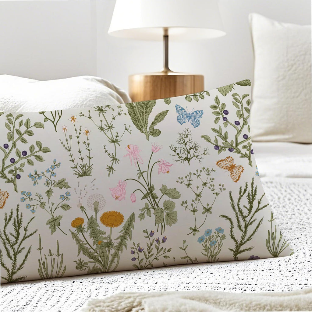 Vintage Floral Botanical 20x54 Body Pillow Cover, Cottagecore Room Decor, Rustic Cottagecore Wildflower Plant Decorative Long Body Pillow…