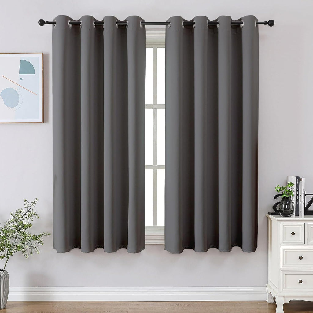 Cucraf Light Grey Blackout Curtains 45 inch Length 2 Panels Set, Room Darkening Drapes for Living Room Bedroom, Thermal Insulated Light Blo…