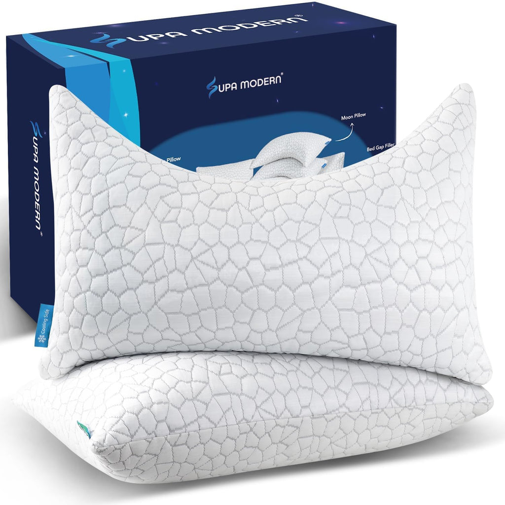 Supamodern Side Sleeper Pillow for Side and Back Sleepers -Cooling Cervical Neck Pillows for Neck and Shoulder, Adjustable Shredded Memory…