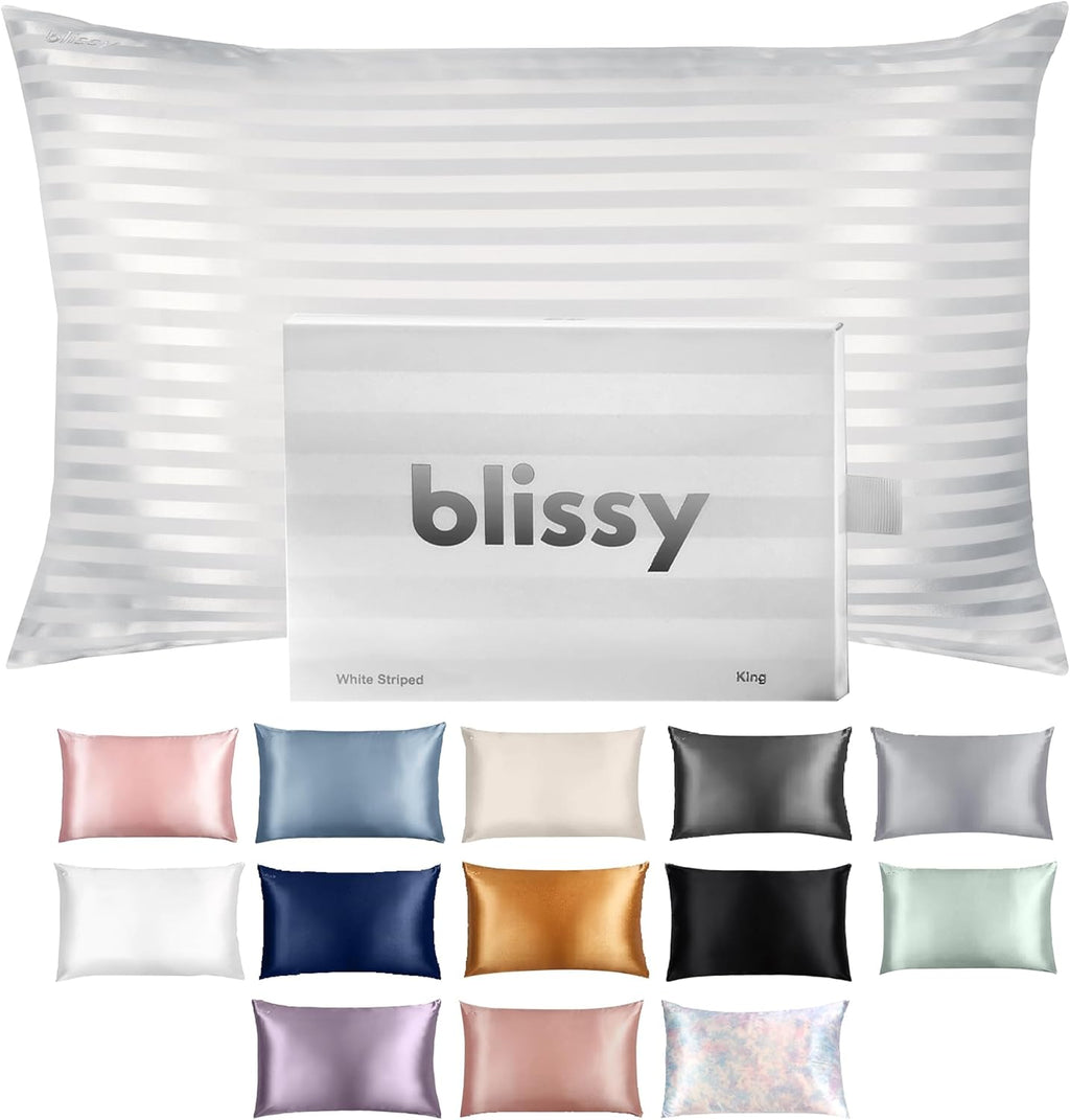 Blissy Silk Pillowcase - 100% Pure Mulberry Silk - 22 Momme 6A High-Grade Fibers - Silk Pillow Cover for Hair & Skin - Regular, Queen &…