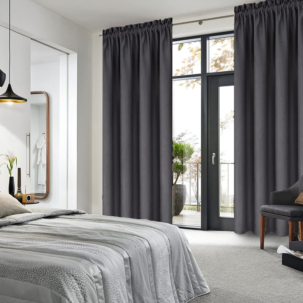 Dwcn Blackout Curtains for Bedroom 84 inches Long 2 Panels Set, Solid Thermal Insulated Energy Saving Rod Pocket Window Treatment Curtains…