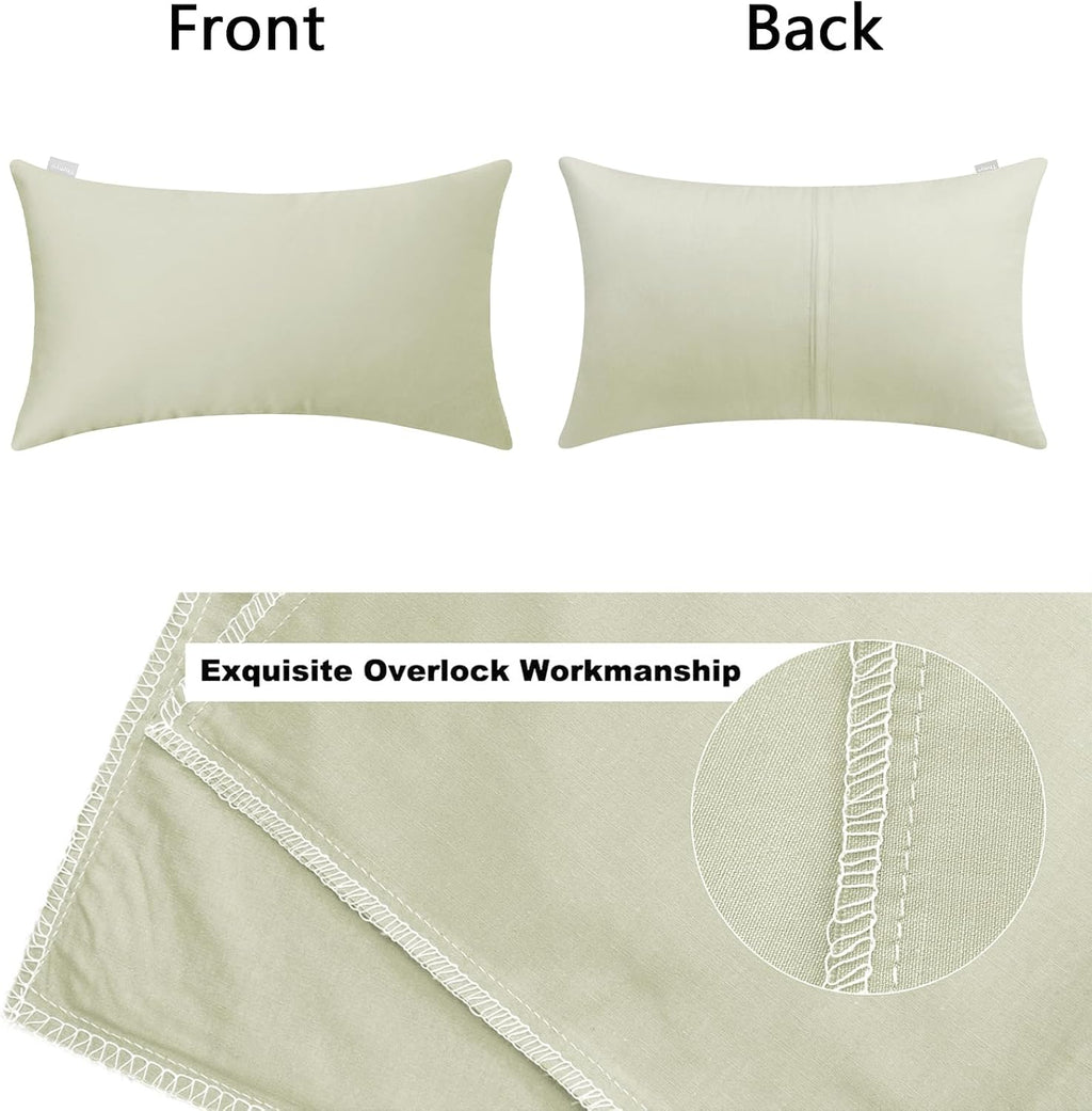 Thmyo 4-Pack 100% Cotton Christmas/Halloween Lumbar Comfortable Solid Decorative Throw Pillow Case Rectangle Cushion Cover Pillowcase Blank…