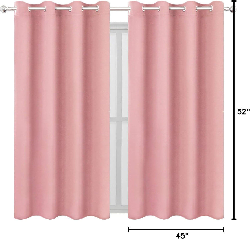 Lemomo Pink Blackout Curtains/52 x 45 Inch Length Kids Curtains/Set of 2 Panels Grommet Bedroom Curtains for Living Room Curtains 45 Inch P…