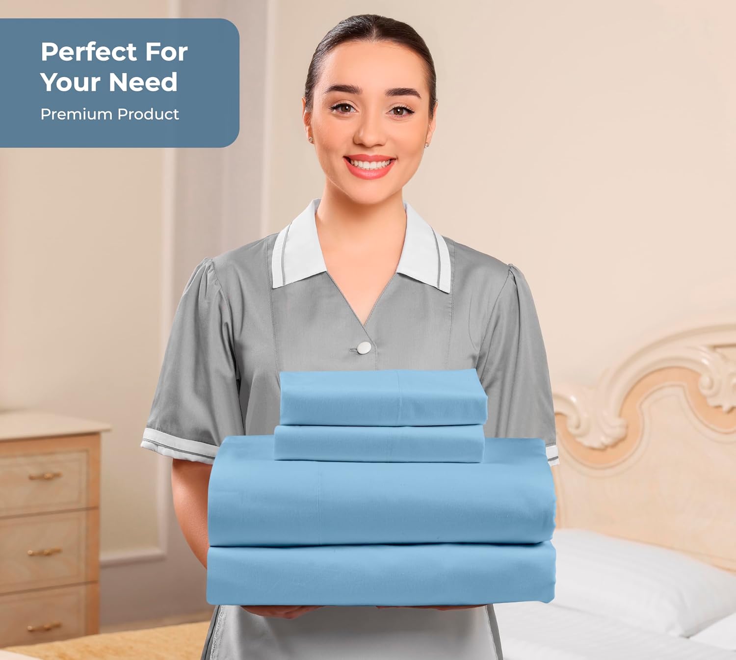 Royalelinens ROYALE LINENS 100% Organic Cotton King Sheet Set - Percale Weave - 4 Pieces Set - 1 Flat, 1 Deep Pocket Fitted Sheet and 2 Pil…