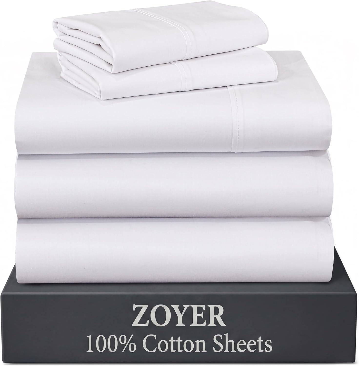 Zoyer 100% Cotton Sheets – Split King Size Percale Bedding, Cooling & Breathable, Durable with a Crisp, Soft & Comfortable Feel, 16" Deep P…