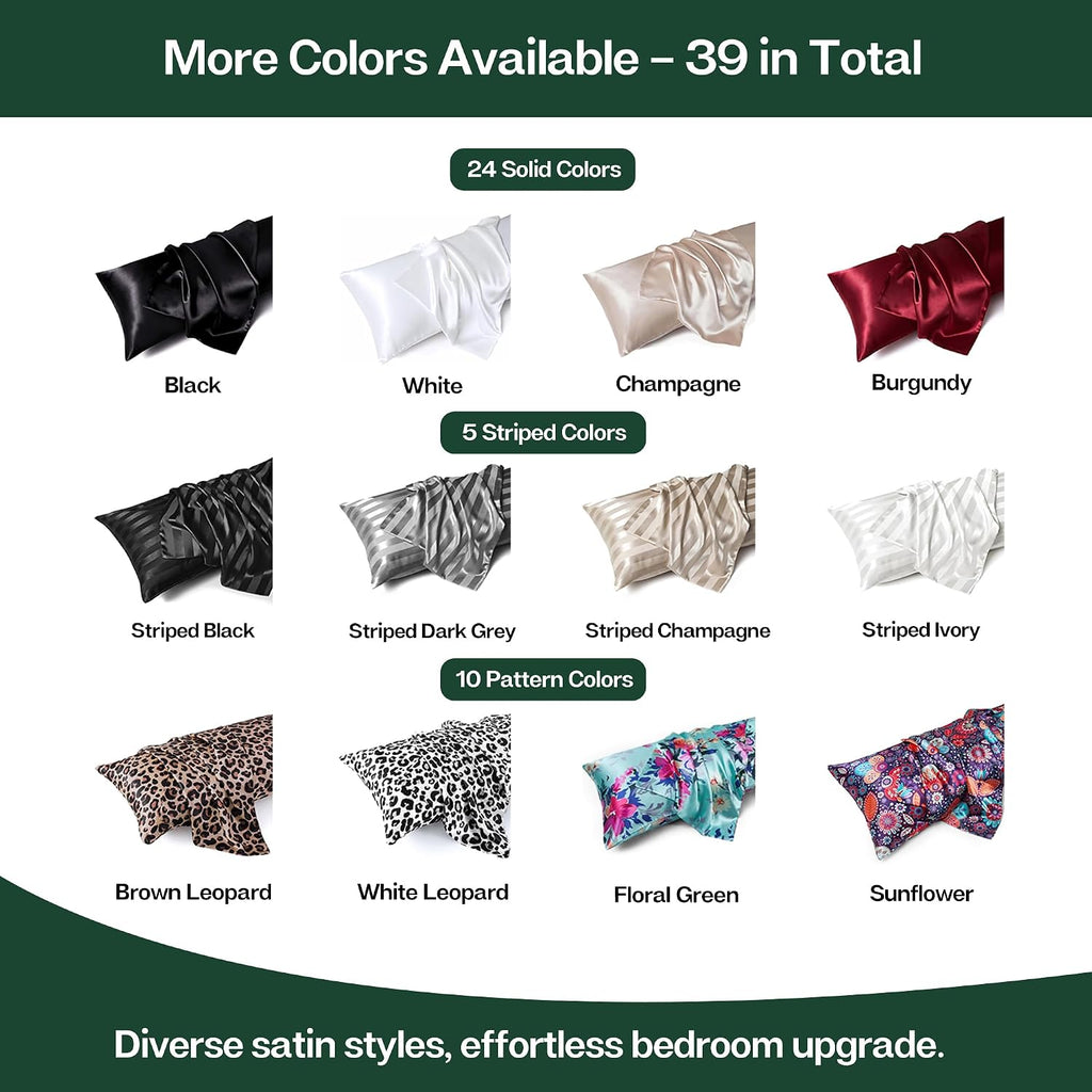 MR&HM Satin Body Pillow Cover, Soft and Breathable Body Pillow Case with Envelope Closure, Cooling and Silky Long Pillowcase for Hair and…
