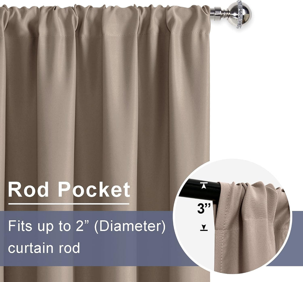 Jiuzhen Blackout Curtains for Bedroom - 60 Inch Extra Wide Thermal Insulated Room Darkening Privacy Soundproof Curtains for Living Room, Se…