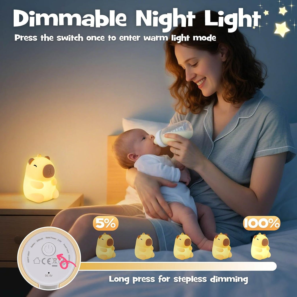 Squishy Christmas Capybara Night Light with RGB Modes Dimmable Nursery Breastfeeding Nightlight Hangable Cute Novelty Animal Lamp…
