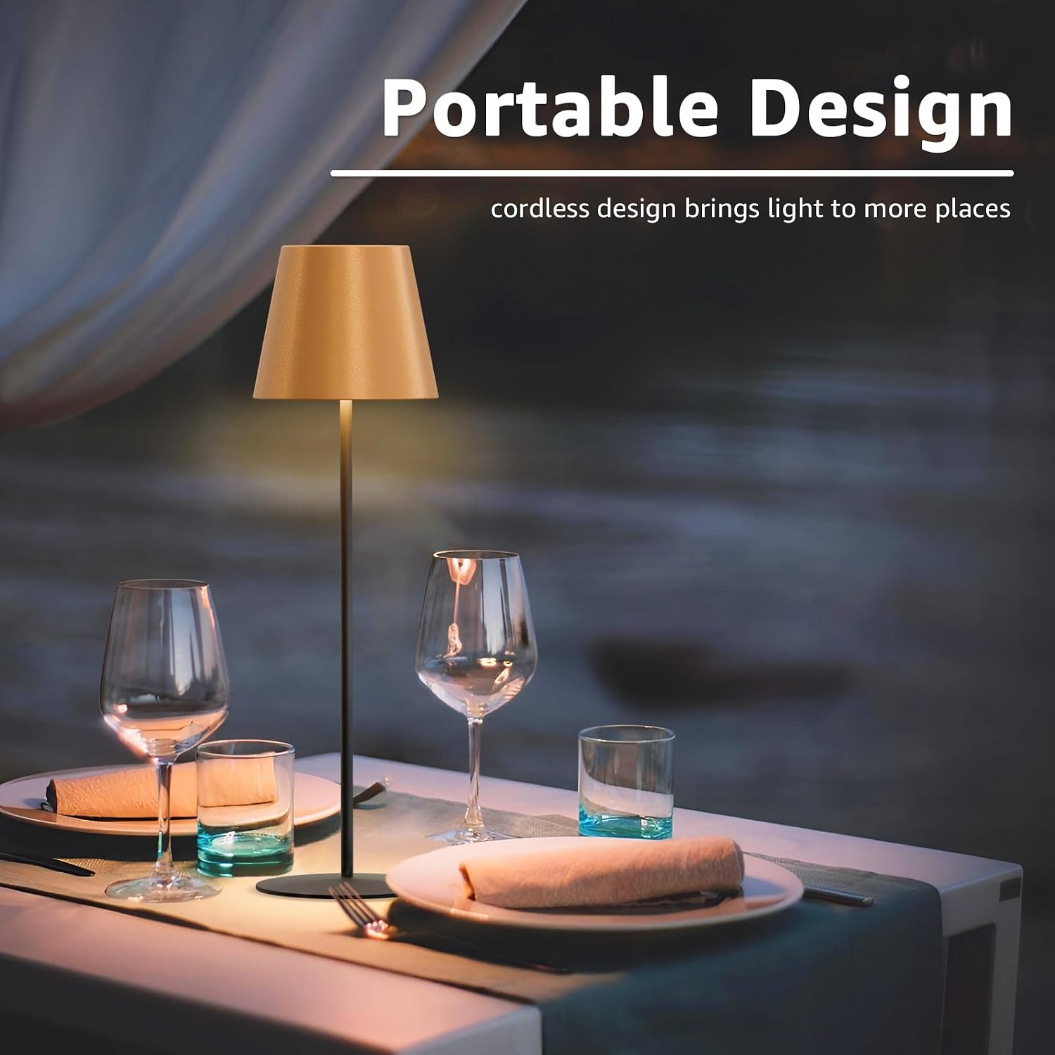 uuffoo 2 Pack Cordless Table Lamp Rechargeable 5000mAH Battery Operated Lights Touch Control LED Portable Desk Lamps 3 Color Dimming for…