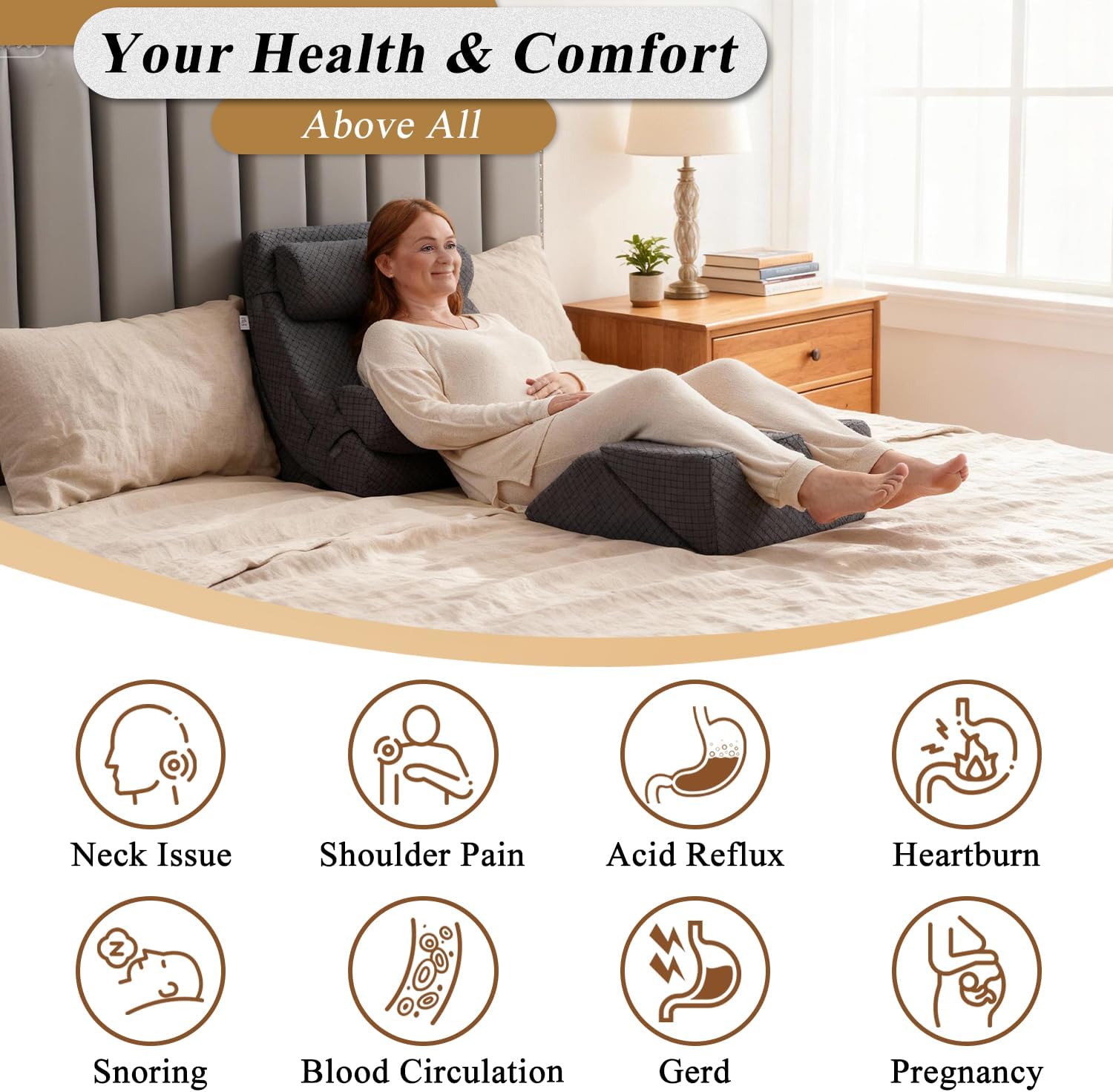 Axelrod 6PCS Orthopedic Bed Wedge Pillow Set, Post Surgery Foam for Back, Neck and Leg Comfortable & Adjustable Pillows- Anti Snoring, Hear…