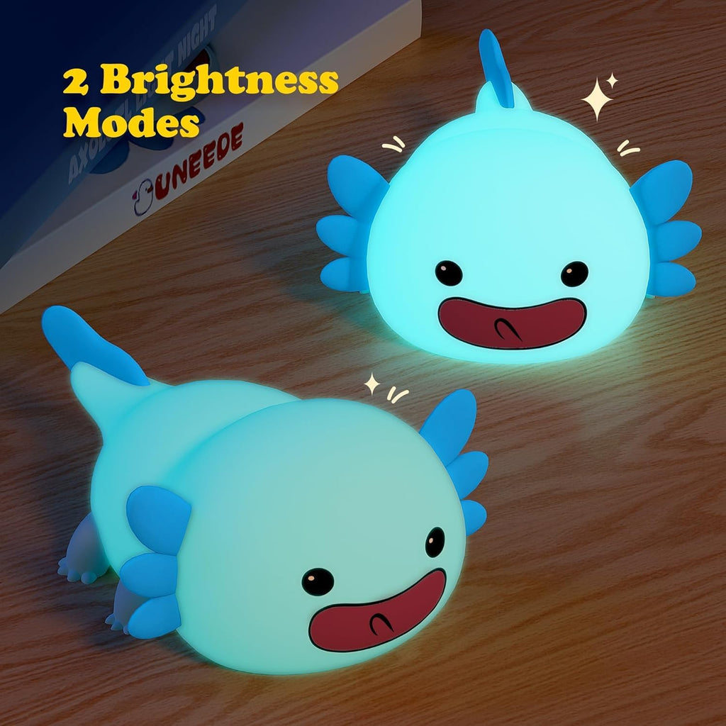 UNEEDE Axolotl Night Light for Kids, Animal Silicone Nursery Night Lamp, Rechargeable Table Lamp Bedside Lamp, Cute Room Decor Night…