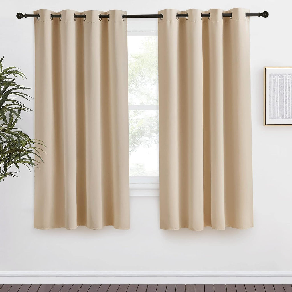 NICETOWN Room Darkening Biscotti Beige Curtain, 55x68 inches, 1 Piece, Modern Design Light Reducing & Privacy Protection Short Window…