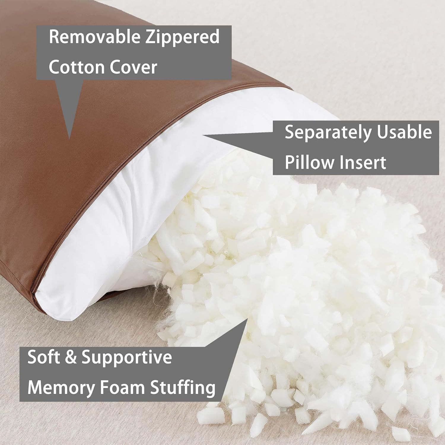 WhatsBedding Memory Foam Body Pillow with Breathable Zippered Cotton Cover, Full Body Pillow for Adults, Long Pillow for Sleeping, Firm Bre…