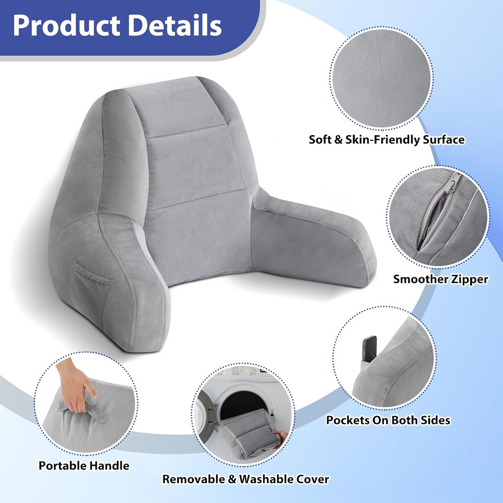 IASEAHK Reading Pillows for Sitting in Bed Adult, Back Pillow for Bed Sitting Up, Backrest Pillows with Shredded Foam for Adult&Teens…
