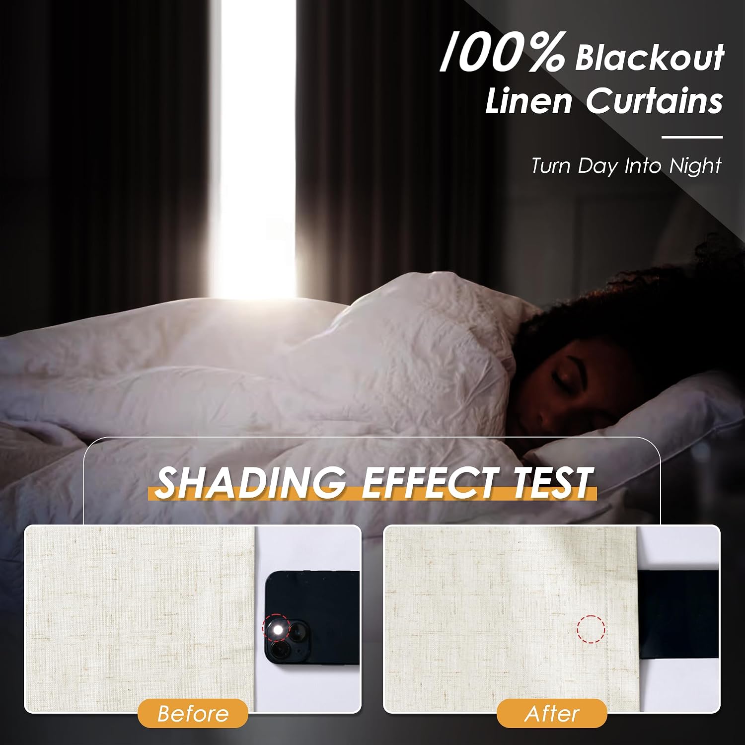 Nanspring Warm Beige 100% Blackout Linen Curtains for Bedroom 102 Inches Long Back Tab Thermal Insulated Modern Farmhouse Decor Black Out C…