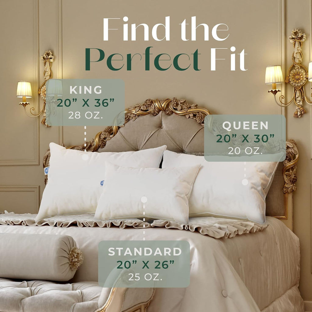 East Coast Bedding European Pure Down Pillow, 800 Fill Power, 400 Thread Count Cotton Sateen Shell, Standard Firm