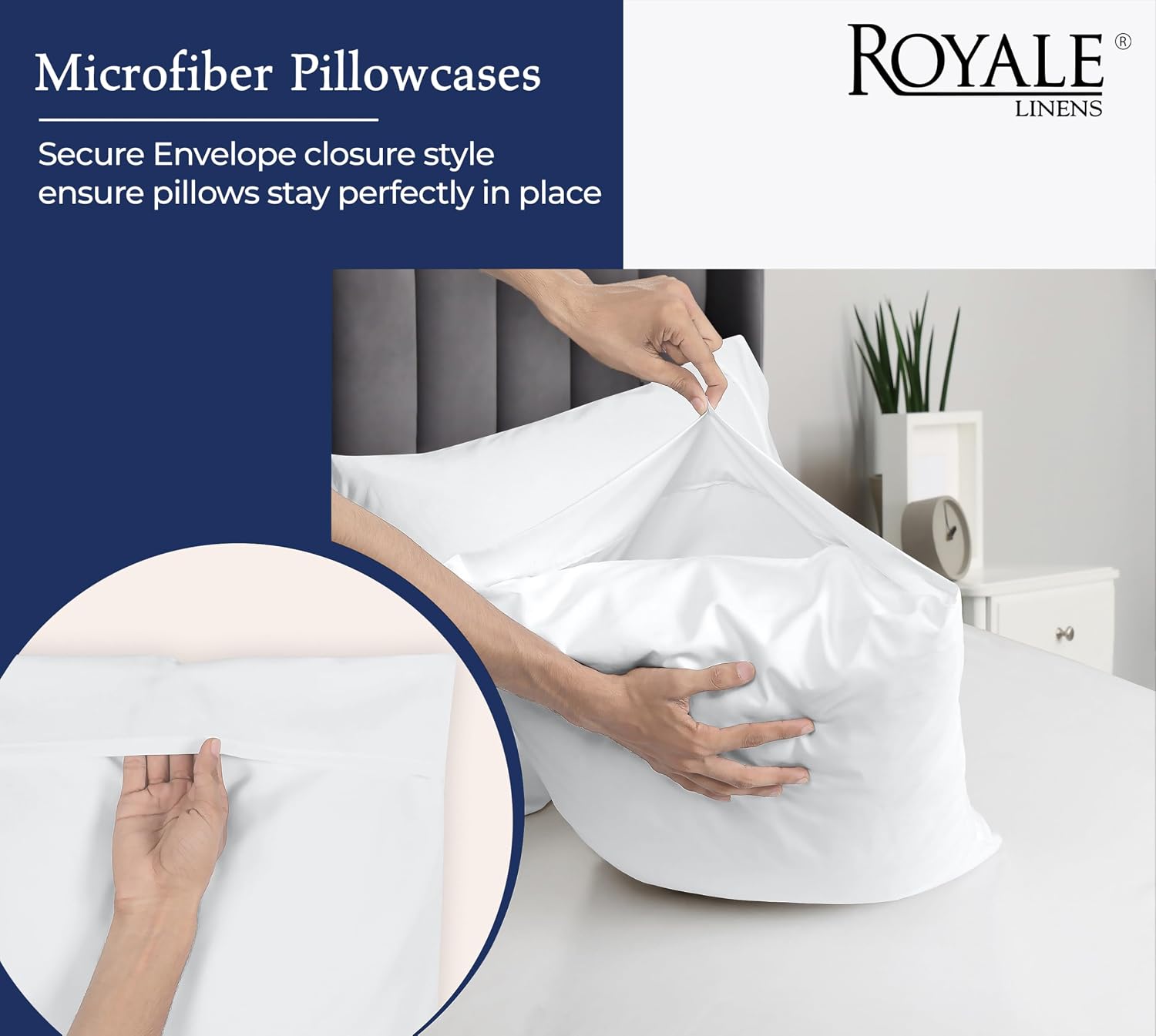 Royalelinens Royale Linens White Pillowcase Set of 12 - Queen 20"x30" Bed Pillow Cover - 1800 Brushed Microfiber - Wrinkle & Fade Resistant…