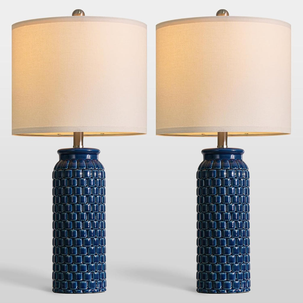USumkky 27" Ceramic Table Lamps Set of 2 - Modern Farmhouse & Boho Style, Bedside Nightstand Lamps for Bedroom, Living Room End Table…