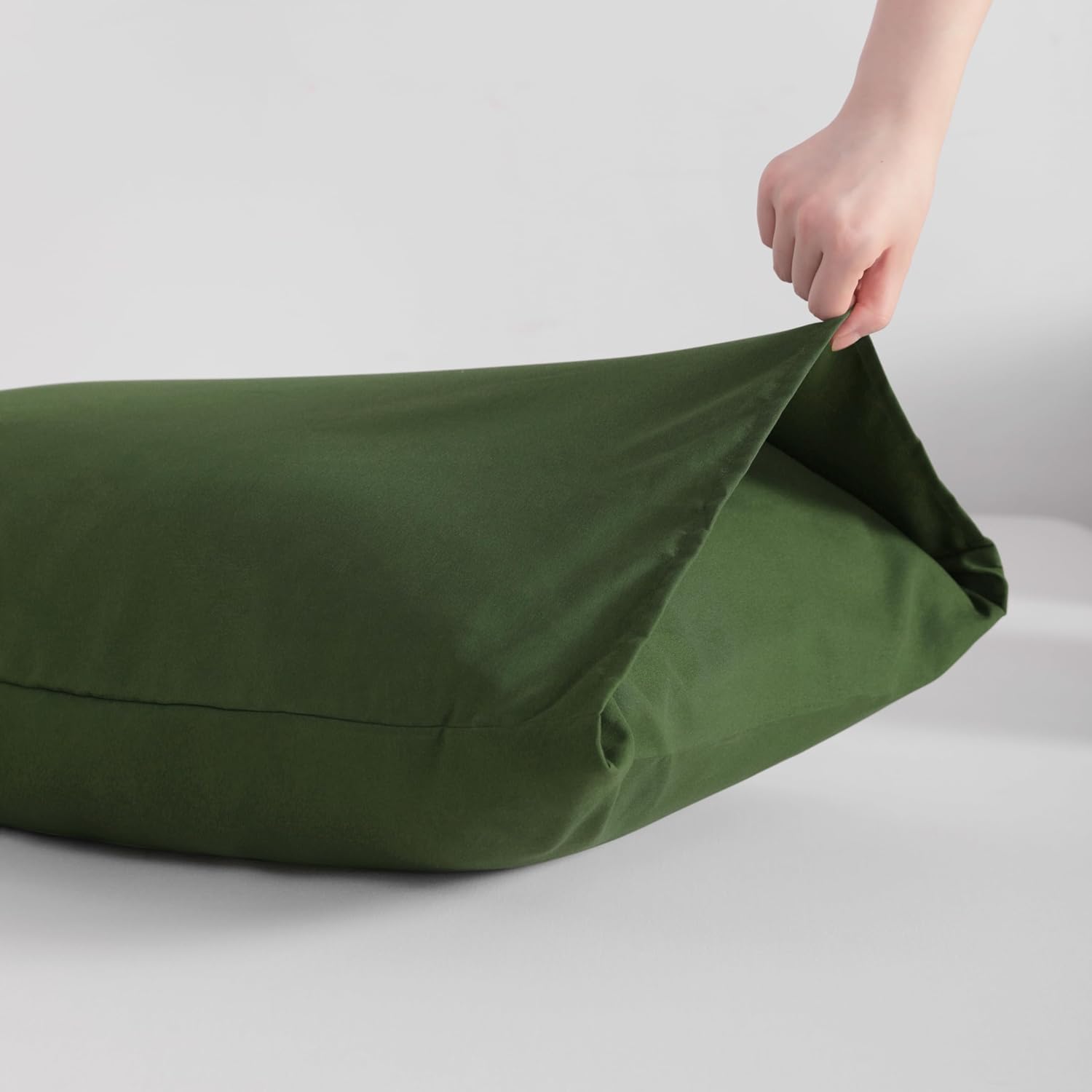 Ntbay King Pillowcase Set - 2 Pack Brushed Microfiber 20x36 Pillowcases - Soft, Wrinkle-Free, Fade-Resistant, Stain-Resistant, Olive Green…