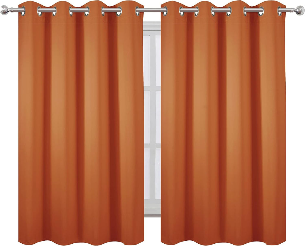 Lemomo Orange Blackout Curtains 52 x 54 Inch Length/Set of 2 Curtain Panels/Thermal Insulated Room Darkening Blackout Curtains for Bedroom…