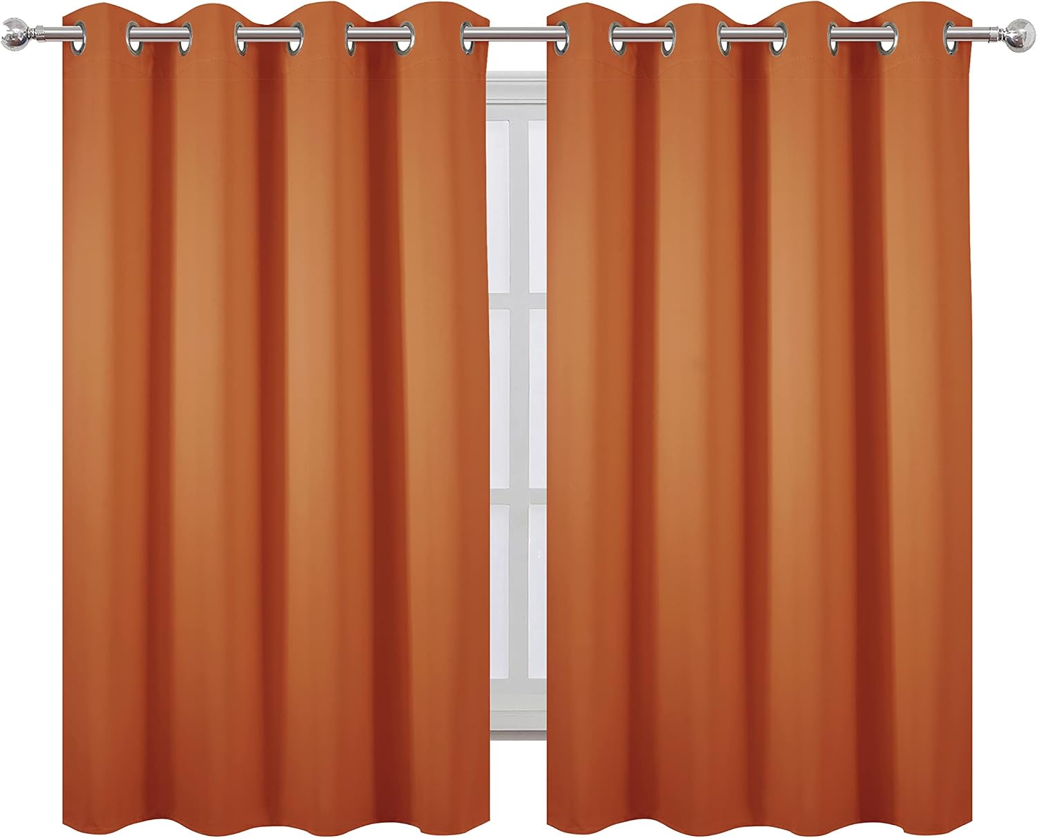 Lemomo Orange Blackout Curtains 52 x 54 Inch Length/Set of 2 Curtain Panels/Thermal Insulated Room Darkening Blackout Curtains for Bedroom…