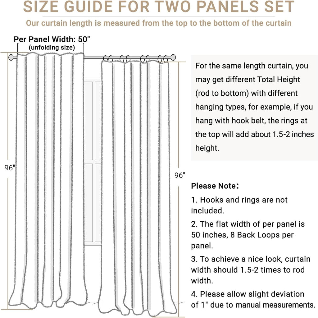 100BlackoutShield 100% Blackout Shield Linen Blackout Curtains for Bedroom 96 Inches Long, Back Tab/Rod Pocket Living Room Drapes, Thermal…