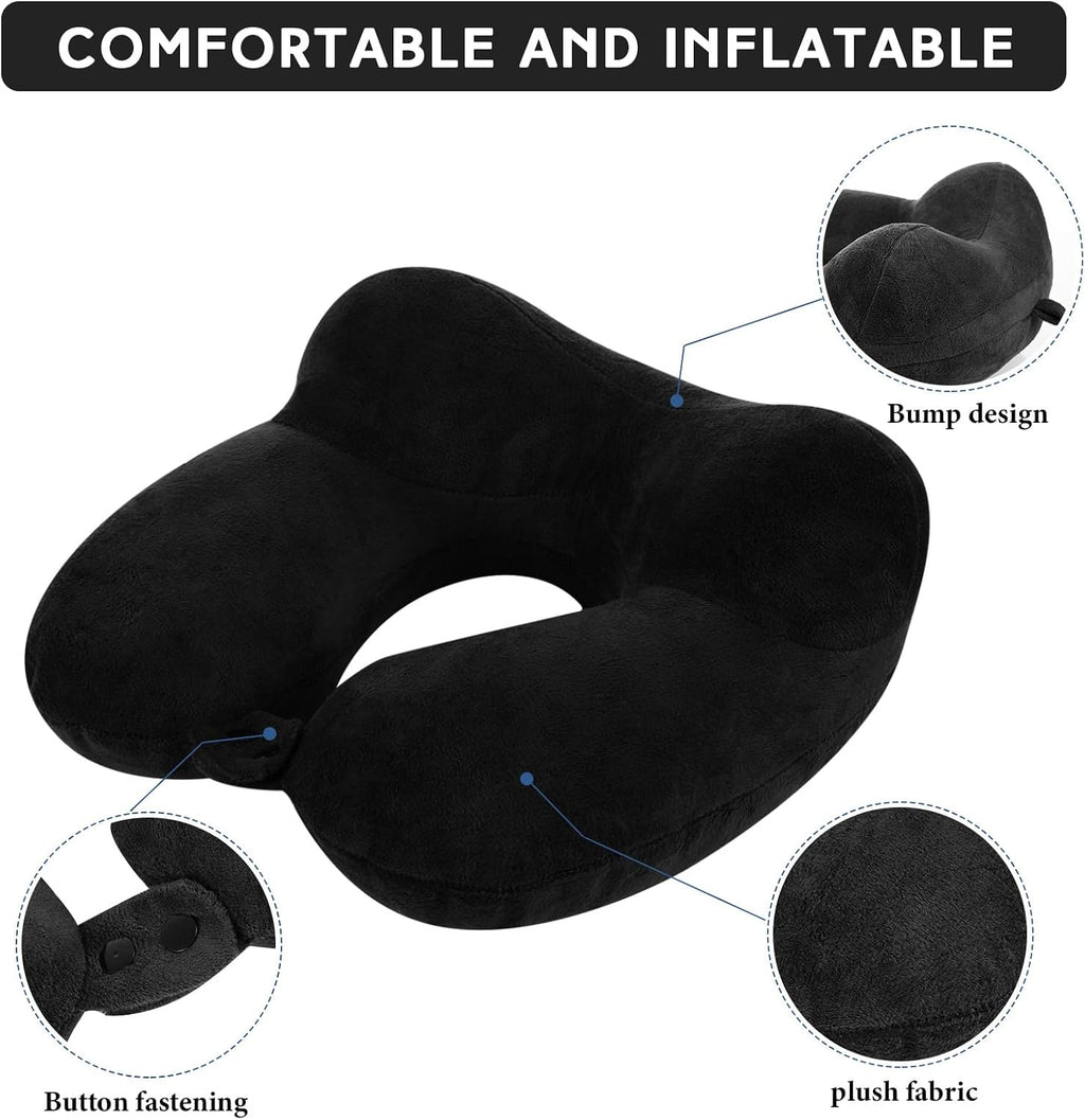 Sintuff 2 Pack Inflatable Travel Pillow for Airplanes Inflatable Neck Flight Pillows with Compact Bag and Blindfold for Traveling…