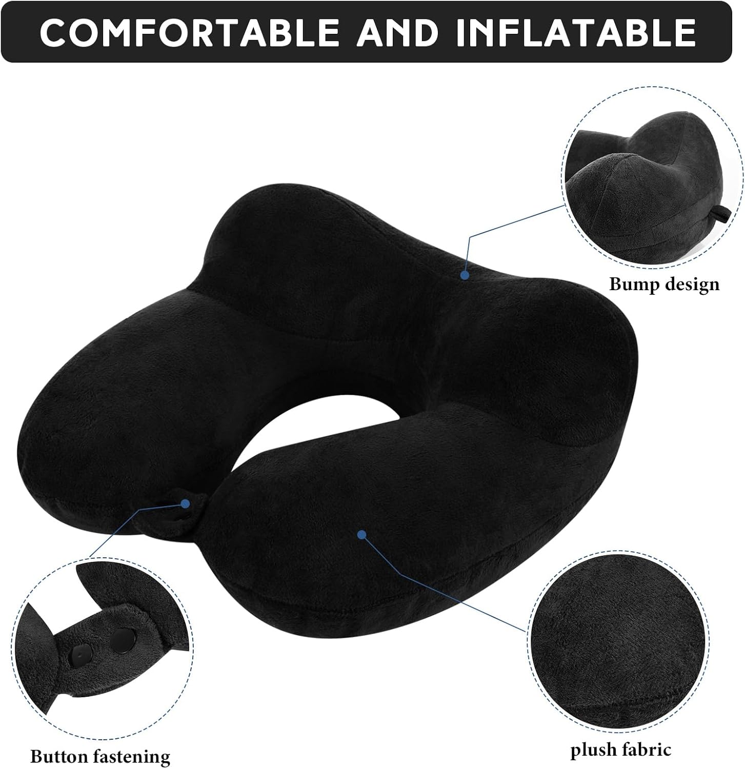 Sintuff 2 Pack Inflatable Travel Pillow for Airplanes Inflatable Neck Flight Pillows with Compact Bag and Blindfold for Traveling…