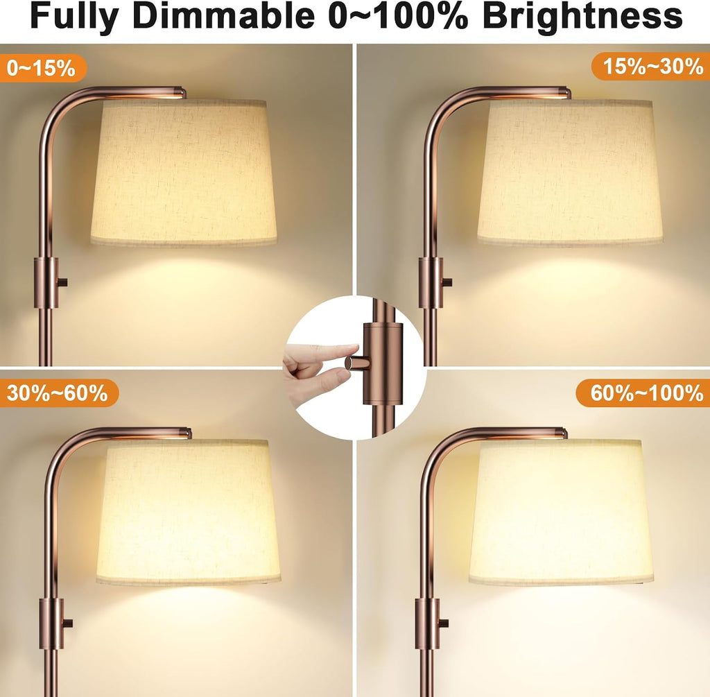 Ambimall Fully Dimmable Floor Lamp with 9W LED Bulb, Standing Lamp for Living Room with Adjustable Head, Modern Tall Light with Rotary…