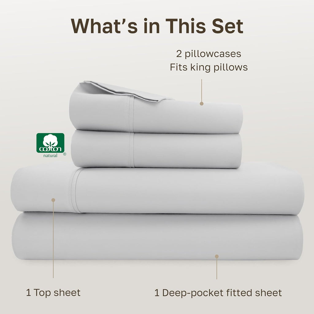 CaliforniaDesignDen California Design Den Soft Cotton King Size Bed Sheets Set, 400 Thread Count Good Housekeeping Award Winner, Silky Smoo…