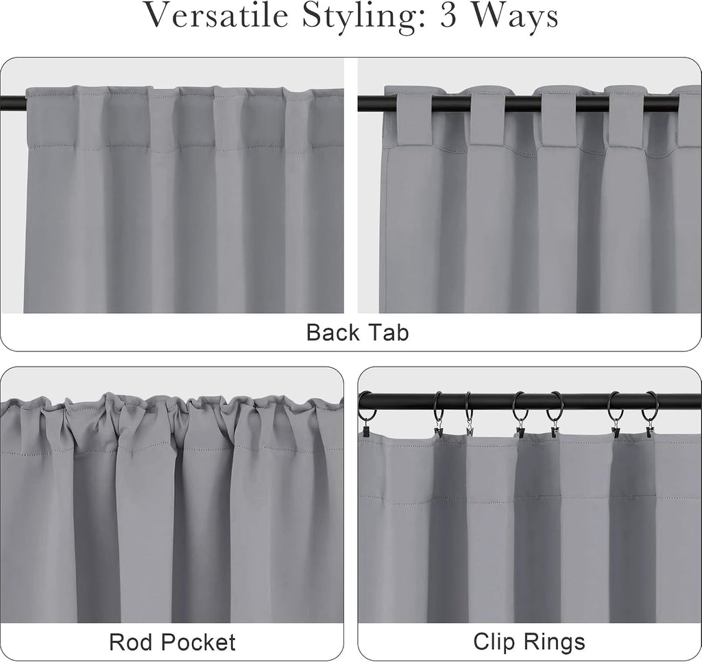 Ponydance PONY DANCE Black Out Curtains 48 inch Long for Short Small Window, Rod Pocket and Back Tab Thermal Insulated Room Darkening Curta…