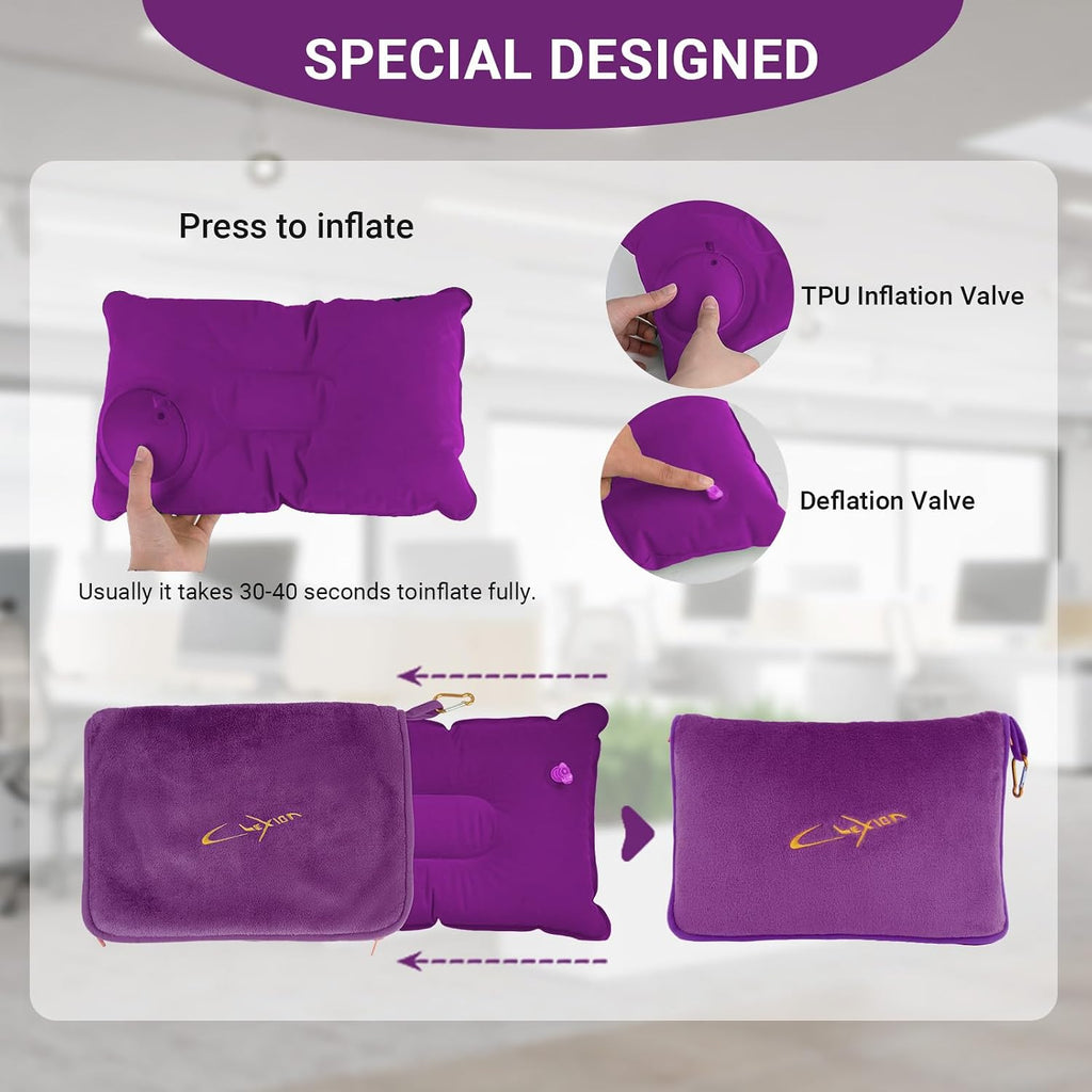 Travel Blanket & Pillow Set, 300 GSM Soft Fleece, 60x43 Inches, 3-in-1 Airplane Blanket, Travel Pillow and Blanket Set, Travel Blanket…