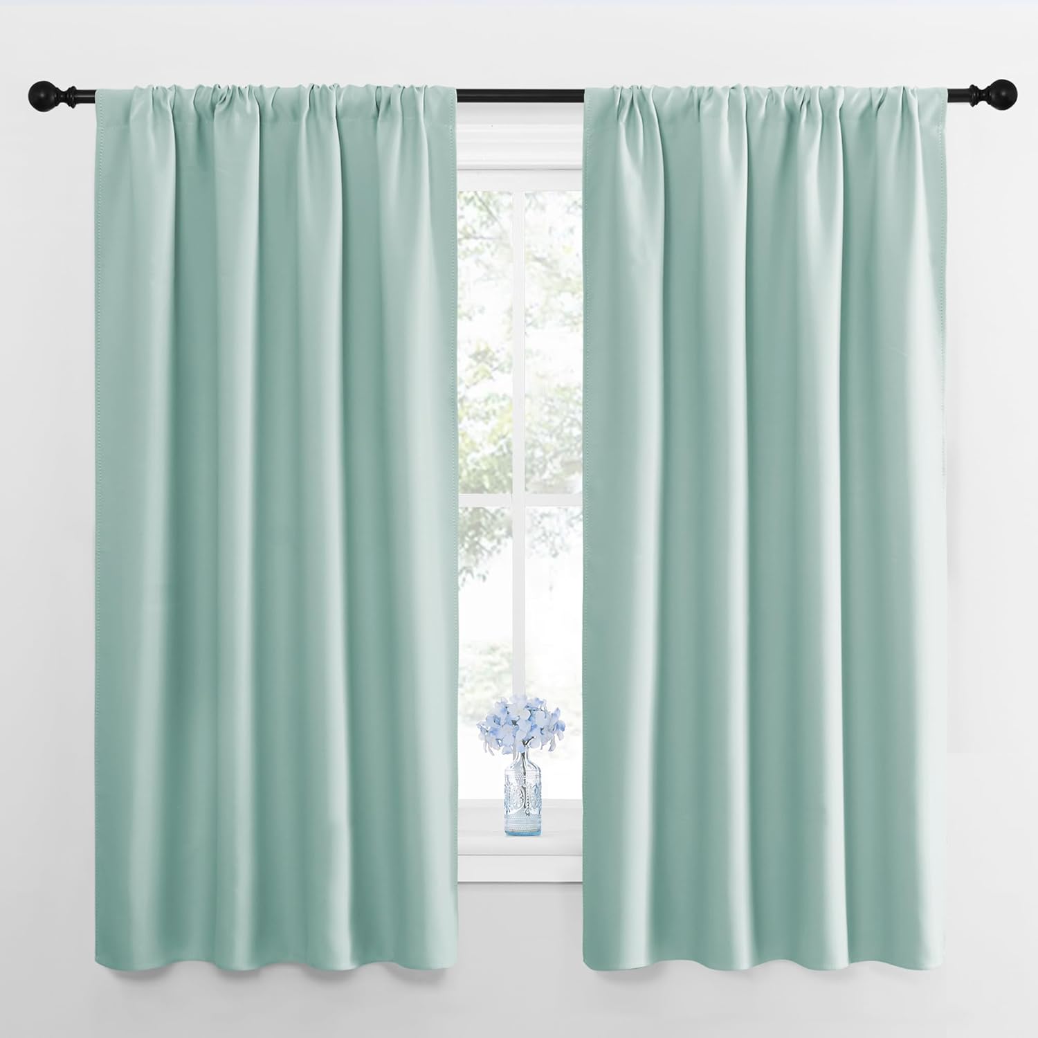 NICETOWN 2 Panels Blackout Curtains, Rod Pocket Thermal Insulated Curtains for Bedroom, Room Darkning Shading Blinds Modern Home…