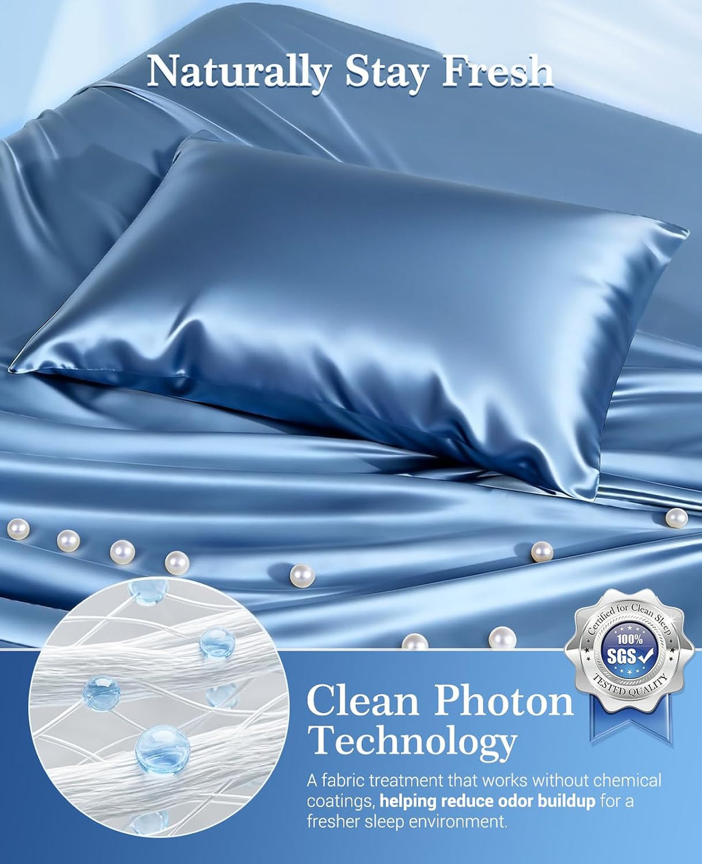 Elegear Cooling Pillow Cases Set of 2 for Hot Sleepers, Softer Than Silk Pillow Cases for Hair & Skin, Upgraded Arc-Chill Cooling Satin…
