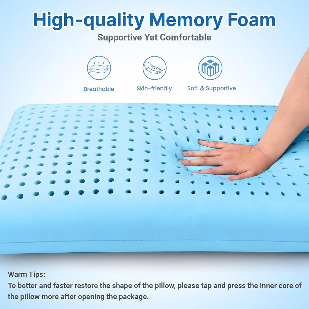 Memory Foam Pillows, Bed Pillow for Side, Back and Stomach Sleepers, Neck Pillow for Sleeping with Removable and Machine Washable Cover…