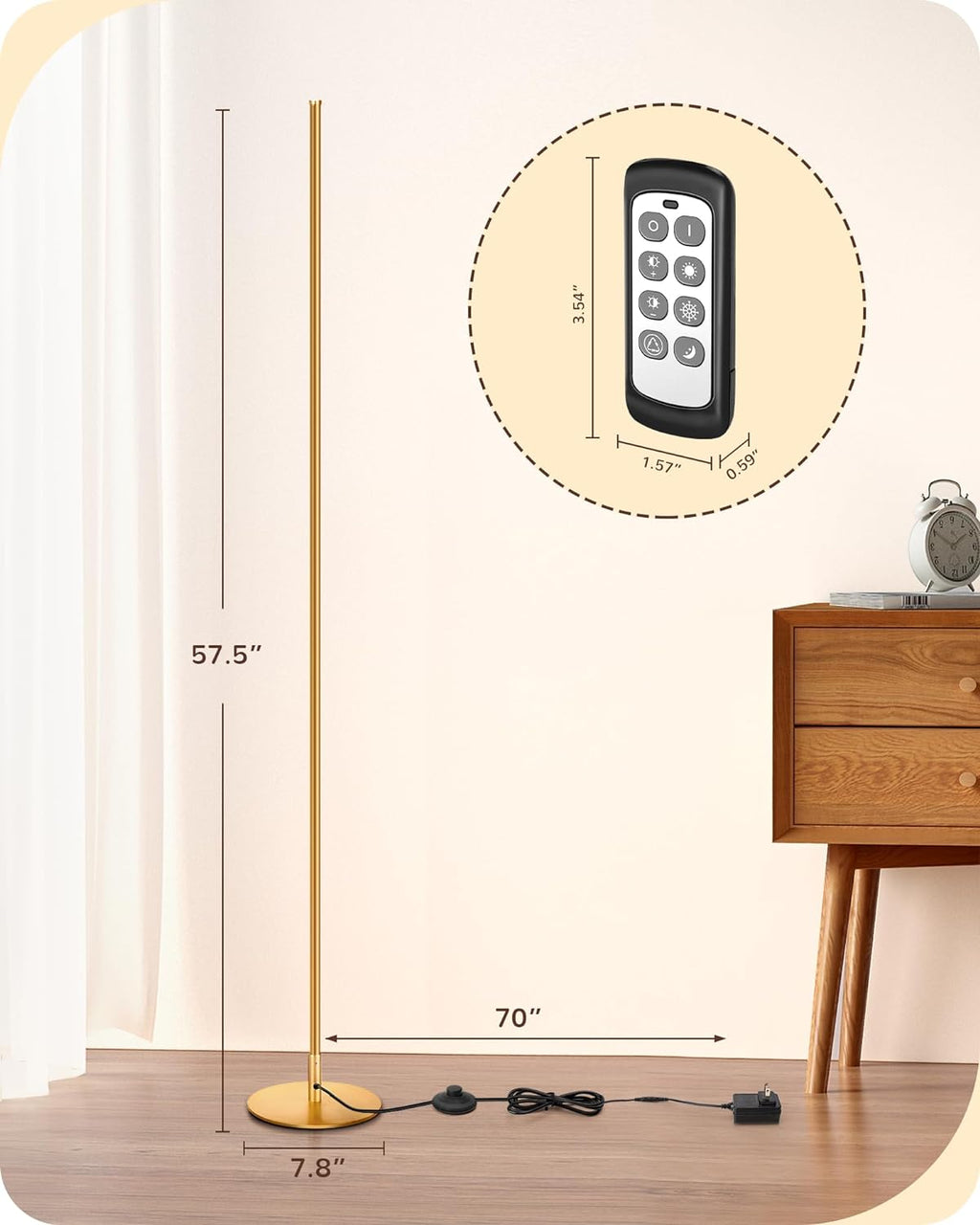 EDISHINE Floor Lamp, Remote Control & Foot Switch Floor Lamps for Living Room, 10%-100% Dimmable Standing Lamp with 7 Color Temperature…