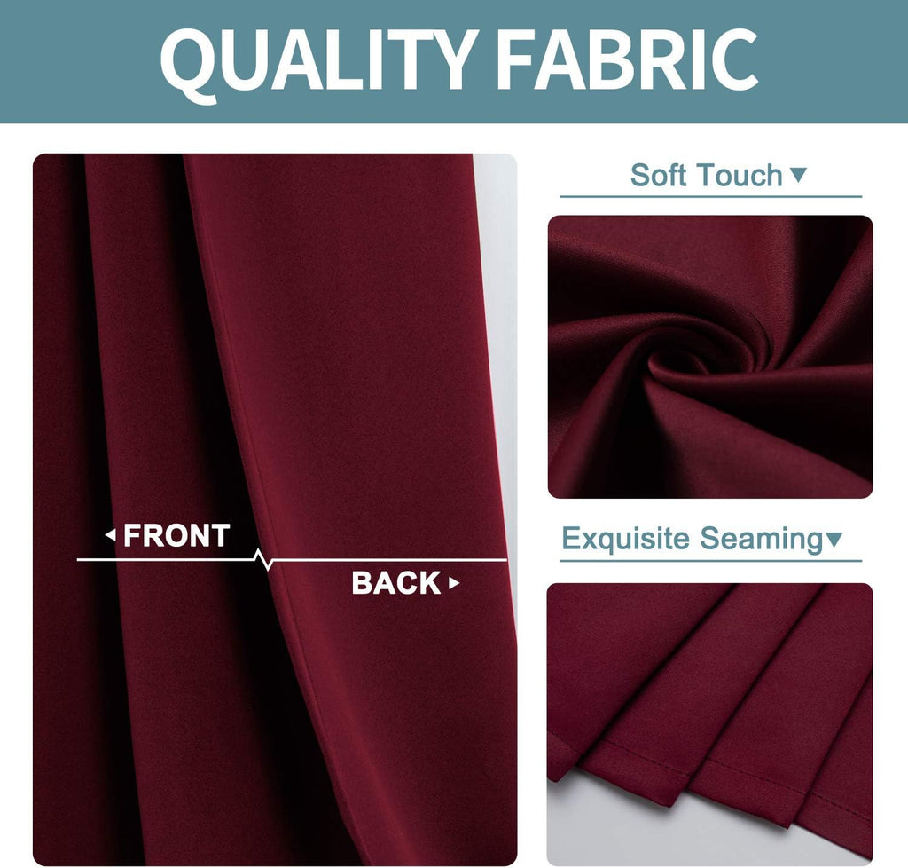 ChrisDowa Grommet Blackout Curtains for Bedroom - Thermal Insulated Room Darkening Curtains for Living Room (1 Panel Set, Burgundy Red,52W…