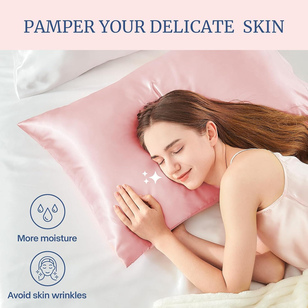 Bedelite Satin Pillowcase for Hair and Skin, Super Soft and Cooling Similar to Silk Pillow Cases 2 Pack with Envelope Closure, Gift for Wom…