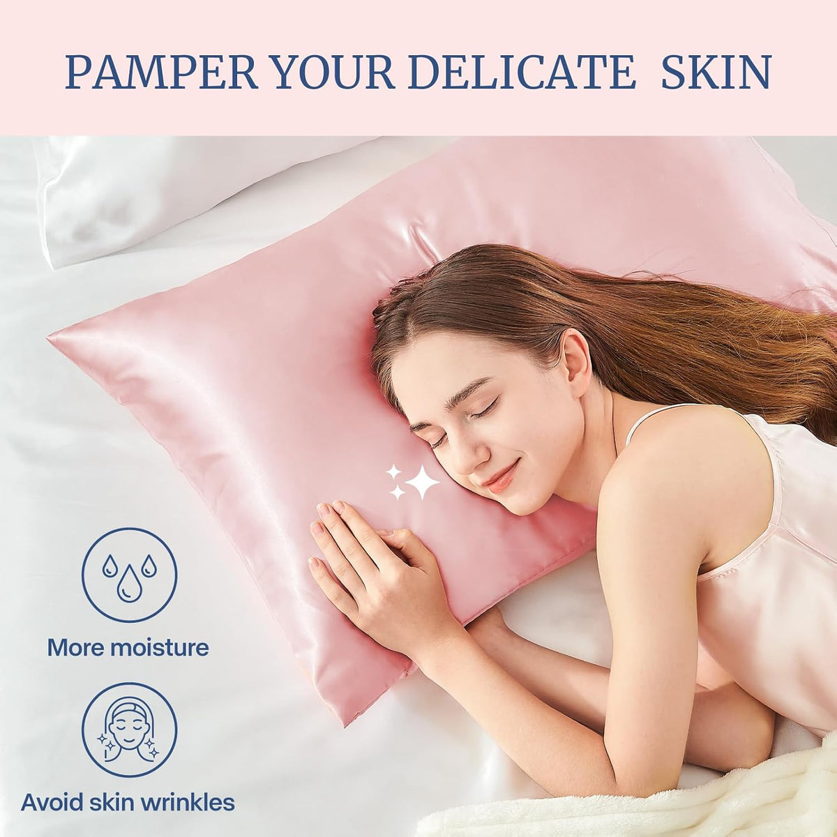 Bedelite Satin Pillowcase for Hair and Skin, Super Soft and Cooling Similar to Silk Pillow Cases 2 Pack with Envelope Closure, Gift for Wom…