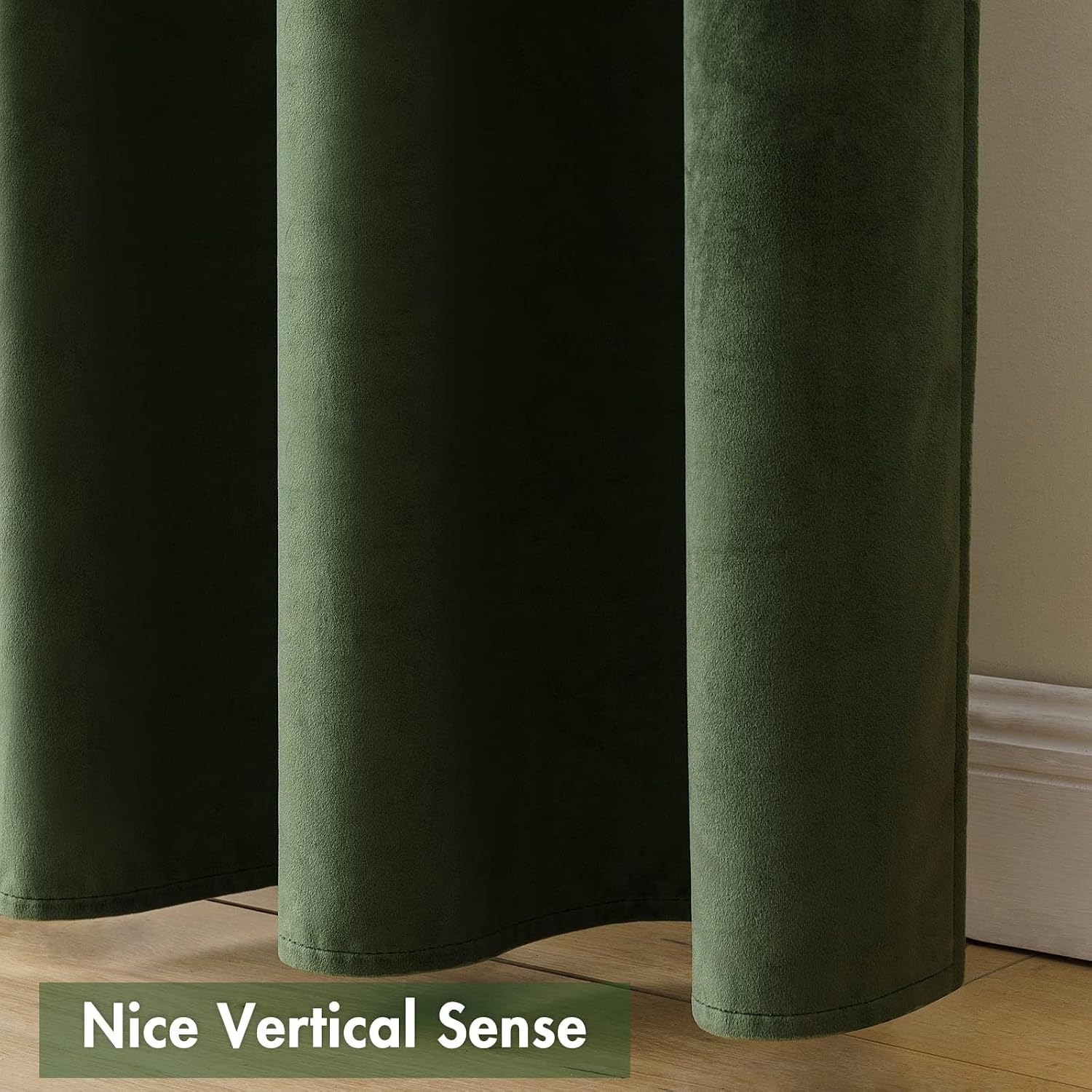 MIULEE Olive Green Velvet Curtains Thermal Insulated Blackout Curtain Drapes for Bedroom Living Room Darkening 100 Inches Long Curtains…