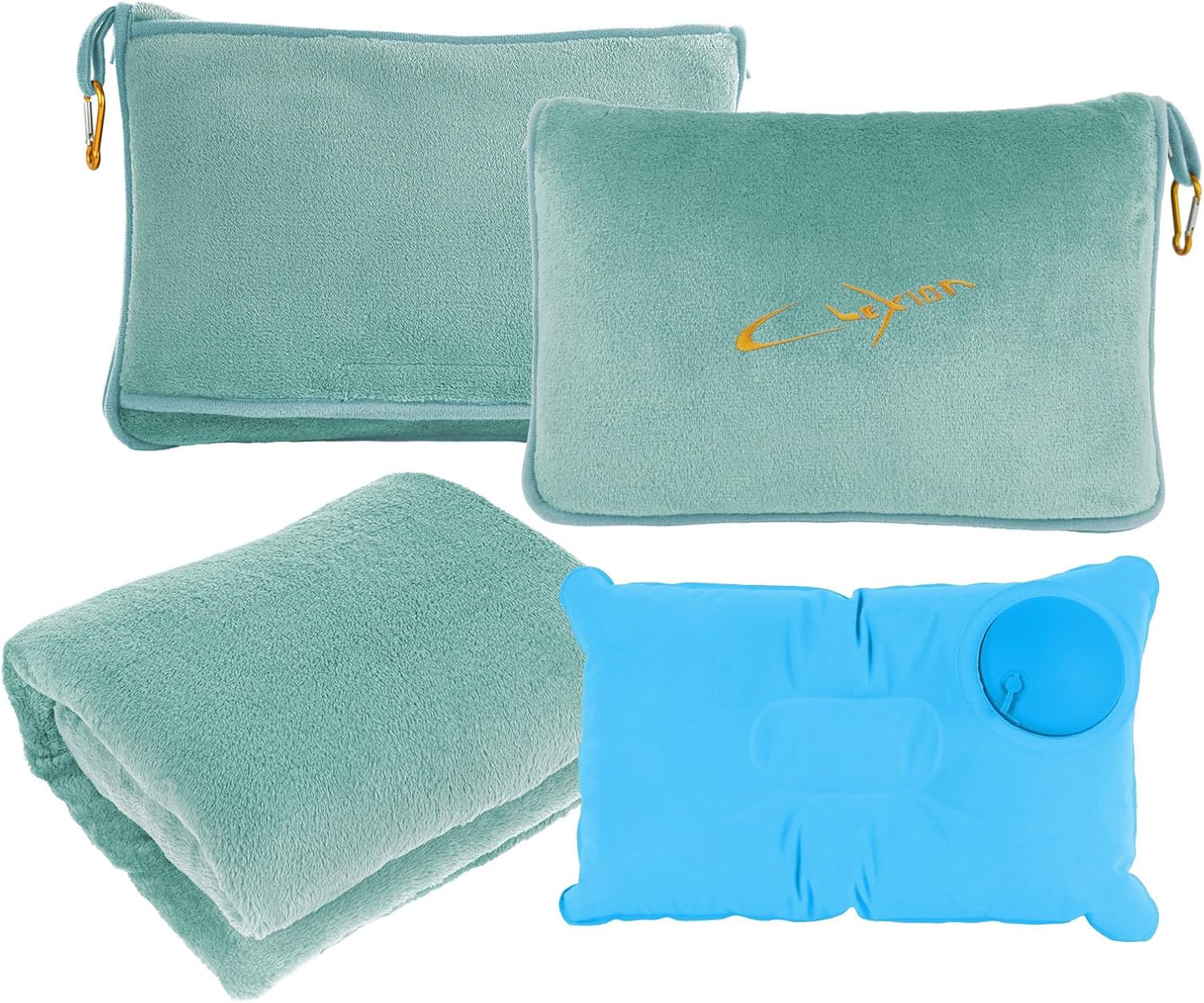 Travel Blanket & Pillow Set, 300 GSM Soft Fleece, 60x43 Inches, 3-in-1 Airplane Blanket, Travel Pillow and Blanket Set, Travel Blanket…