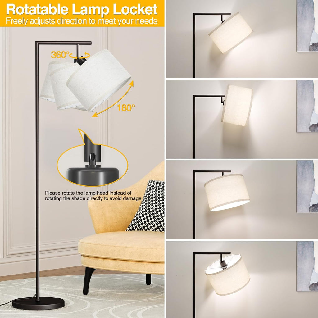 Floor Lamp for Living Room with 3 Color Temperatures Standing Lamp with Adjustable Beige Linen Lampshade Tall Lamps for Bedroom Office…