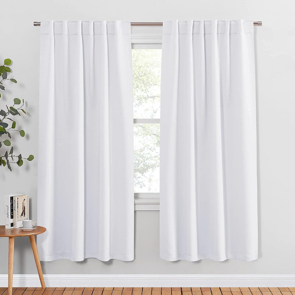 Ponydance PONY DANCE 50% Light Blocking White Curtains 72 inch, Non-See-Through Window Thermal Insulated Back Tab Drapes Home Decor for Bed…