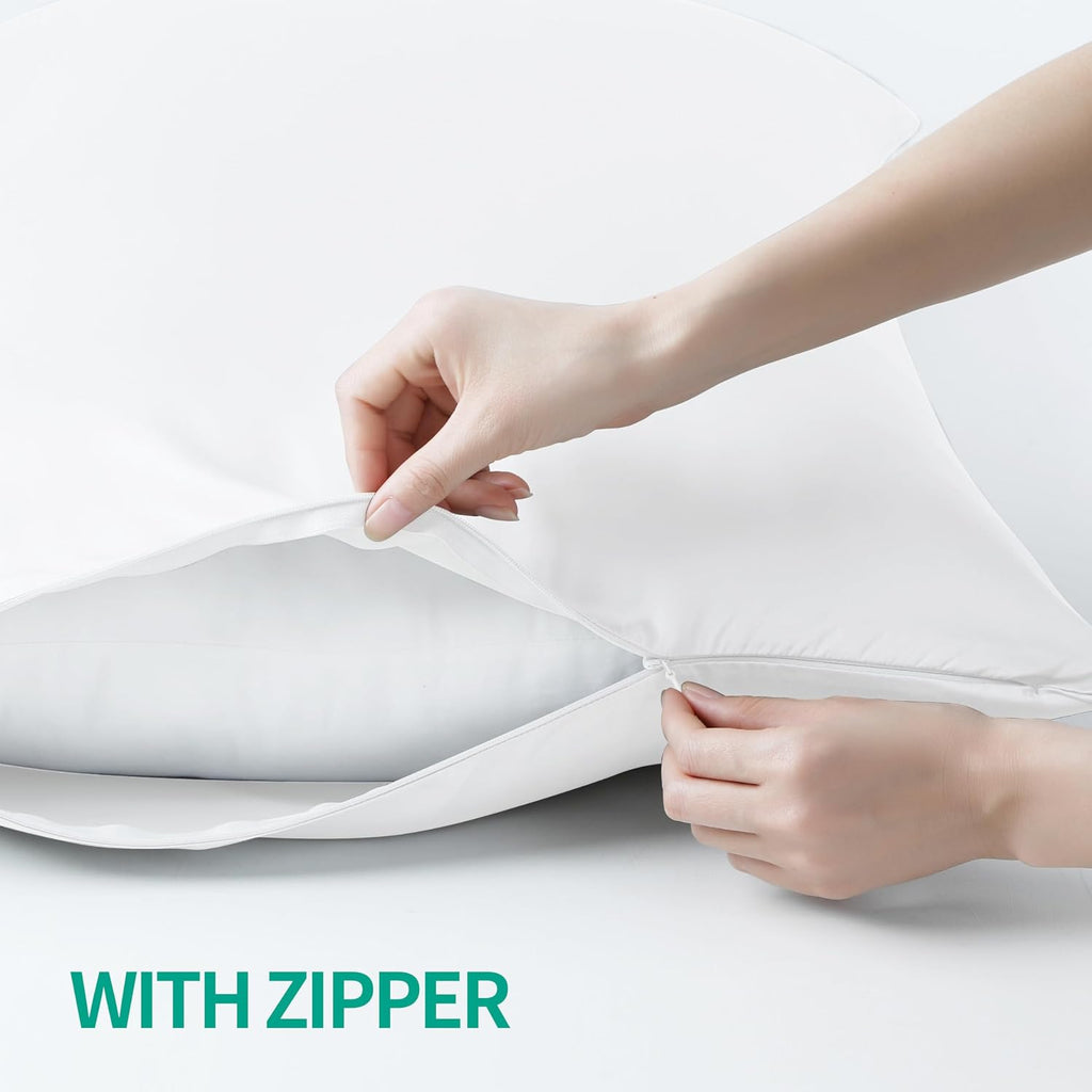 Bamboo Viscose Zippered Pillow Cases King Size Set of 2, 400 Thread Count Cooling Pillow Protectors for Hot Sleepers, Luxurious Hotel…